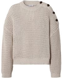 Brunello Cucinelli - Button-Detail Waffle-Knit Sweater - Lyst