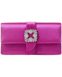 Manolo Blahnik - Crystal-Embellished Satin Clutch - Lyst