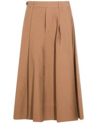 Brunello Cucinelli - Pleated Midi Skirt - Lyst