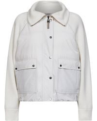 Brunello Cucinelli - Zipper Knit Down Jacket - Lyst