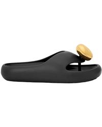 Loewe - Pebble Patent Toe-Post Slide Sandals - Lyst