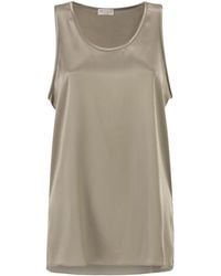 Brunello Cucinelli - Side Slit Satin Blouse - Lyst