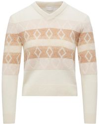 Moncler - Wool Jacquard V-Neck Sweater - Lyst
