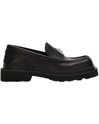 Dolce & Gabbana - Logo Plaque Square-Toe Loafers - Lyst