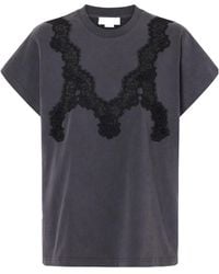 Stella McCartney - Lace-Detailed Crewneck T-Shirt - Lyst