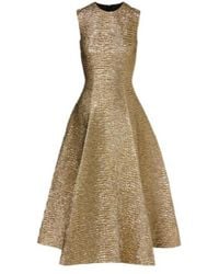 Emilia Wickstead - Mara Metallic-Effect Seersucker Midi Dress - Lyst