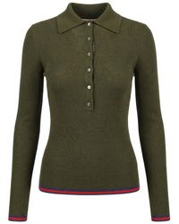 Gucci - Ribbed Knit Long-Sleeve Polo Shirt - Lyst