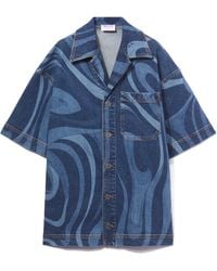 PUCCI - Marmo-Print Denim Shirt - Lyst