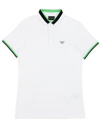 Emporio Armani - Striped-Trim Logo Polo Shirt - Lyst