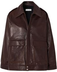 Nour Hammour - Long-Sleeved Leather Jacket - Lyst