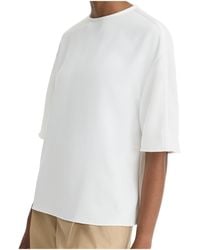 Vince - Satin-Trim Crepe Blouse - Lyst