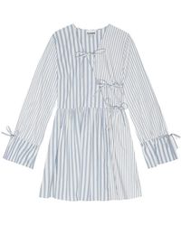 Ganni - Stripe Cotton Mini Wrap Dress - Lyst
