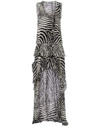 Blumarine - Zebra-Print Asymmetric Chiffon Maxi Dress - Lyst