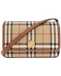 Burberry - Check Patterned Hampshire Shoulder Bag - Lyst