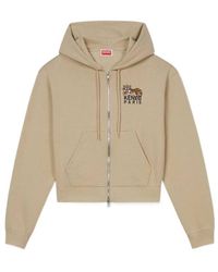 KENZO - Happy Tiger Cropped Zip-Up Hoodie - Lyst