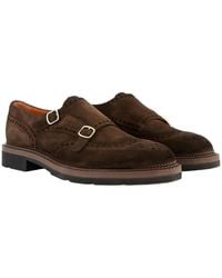 Santoni - Buckle Detailed Almond Toe Loafers - Lyst