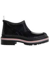 Thom Browne - Stripe Trimmed Round-Toe Ankle Boots - Lyst
