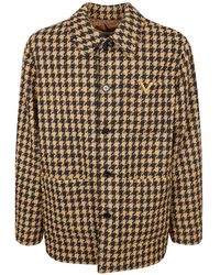 Valentino - Houndstooth Button-Up Coat - Lyst