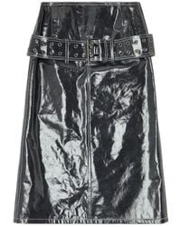 DIESEL - Belted Patent Leather Midi Skirt - Lyst