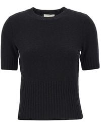 Vince - Ribbed Short Sleeve Knitted Sweater - Lyst