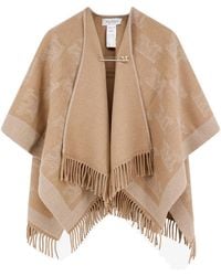 Max Mara - All-Over Logo Patterned Fringed Cape - Lyst