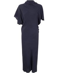 Rick Owens - Asymmetric Neck Midi Dress - Lyst