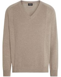 ZEGNA - Oasi V-Neck Ribbed Cashmere Sweater - Lyst