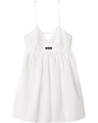 Miu Miu - Eyelet-Embroidered Mini Dress - Lyst