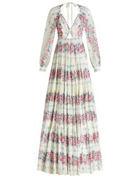 Etro - Floral Printed Open-Back Flared Maxi Dress - Lyst