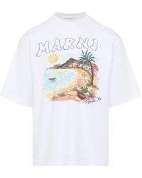 Marni - Coastal-Scene Crewneck T-Shirt - Lyst