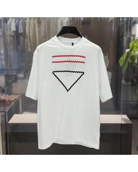 Prada - Logo T-Shirt With Round Neck - Lyst
