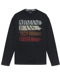 Armani Jeans - T-Shirt With Round Neck And Long Sleeves - Lyst
