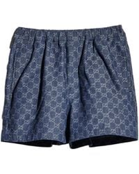 Gucci - Gg Cotton Denim Jacquard Shorts - Lyst