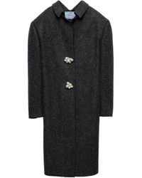 Prada - Shetland Wool Coat With Jewel Buttons - Lyst