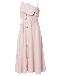 FARM Rio - Floral-Appliqué Linen-Blend Midi Dress - Lyst