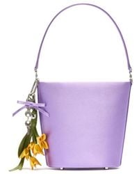 Self-Portrait - Lilac Satin Bucket Bag - Lyst