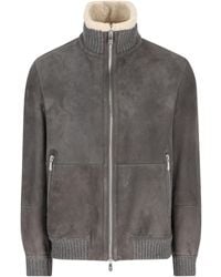 Brunello Cucinelli - Shearling Collar Zip Jacket - Lyst