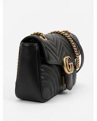 Gucci - GG Marmont Small Matelasse Black Leather Shoulder Bag - Lyst