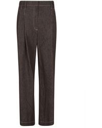 Brunello Cucinelli - Box-Pleat Detailed Straight-Leg Trousers - Lyst