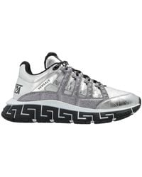 Versace - Logo-Print Shimmer Sneakers - Lyst