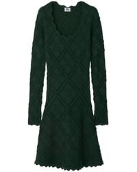 Burberry - Long Sleeved Check Pattern Dress - Lyst