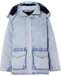 Alexander Wang - Oversized Hooded Padded Bleached Denim Jacket - Lyst