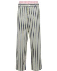 Marni - Striped Poplin Trousers With Trompe-Lœil Effect - Lyst