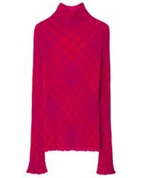 Burberry - Plaid-Check High-Neck Ribbed-Knit Jumper - Lyst