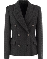 Brunello Cucinelli - Double-Breasted Cable-Knit Blazer - Lyst