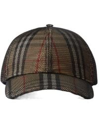 Burberry - Mesh-Overlay Checked Curved Peak Baseball Cap - Lyst