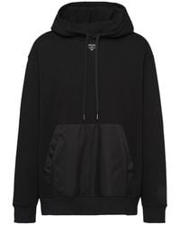 Prada - Triangle-Logo Drawstring Hoodie - Lyst