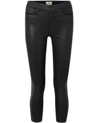 L'Agence - Cropped Coated High-Rise Skinny Jeans - Lyst