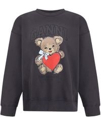 Ganni - Bear-Printed Crewnecj Sweatshirt - Lyst
