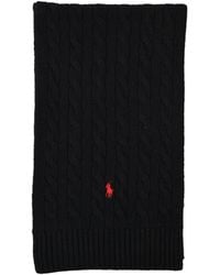 Polo Ralph Lauren - Logo-Embroidered Cable-Knit Scarf - Lyst